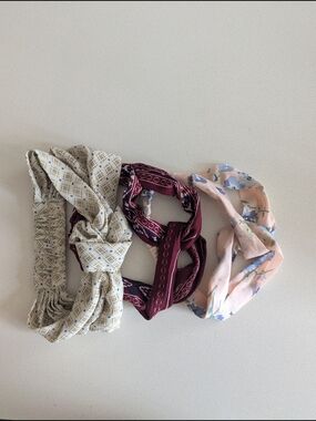 Women’s Fabric Elastic Headbands - Beige, Burgundy, Blush Floral (Set of 3)